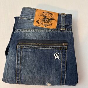 Christian Audigier Mens 33x29 Distressed Blue Designer Jeans‎ Y2K Streetwear